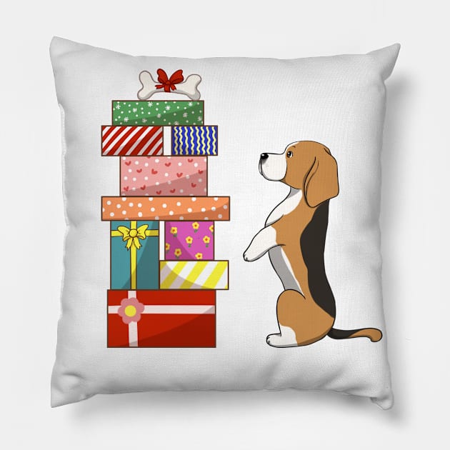 Funny Basset Hound Bone Gift Christmas Pillow by blacklines