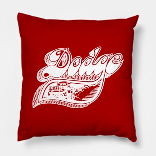 Vintage Dodge Pick-Up Art (White on Red) Pillow