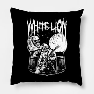 White Lion  Goth Skulls Black and white Pillow