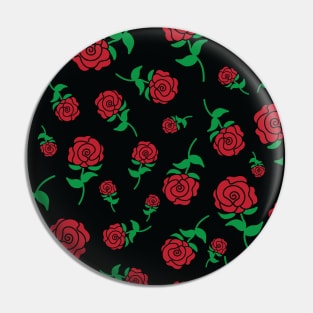 Red Rose Hand Drawn Roses Pattern Pin