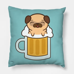 Cute and Kawaii Adorable Pug With Beer Pillow