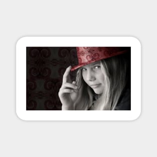 Girl in a Pink Hat Magnet