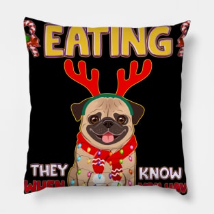 They Know When You Have Snacks Funny Pug Santa Pillow