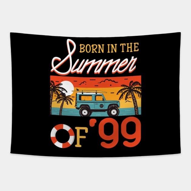 Born In The Summer Of _99 Beach Holiday Birthday Tapestry by Elliottda