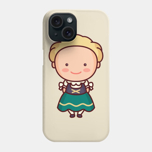 Cute German Bavarian Girl in Traditional Dress Phone Case by SLAG_Creative