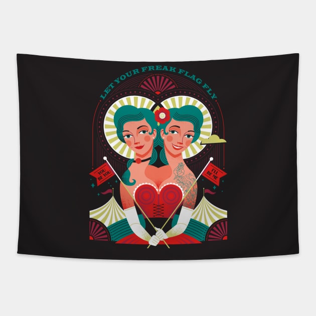 Freak Flag Tapestry by Lucie Rice Illustration and Design, LLC