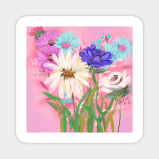 Pink Floral Meadow Bouquet Magnet