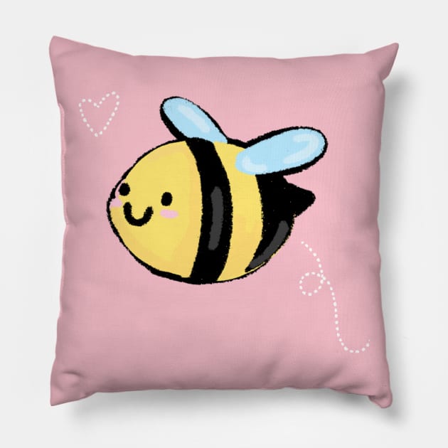 Bee Happy and Bee Positive Pillow by RoserinArt
