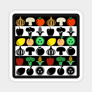 Vegetables in blackandwhite + color, graphic pattern Magnet