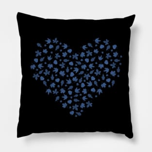 Autumn leaves heart Blue version Pillow