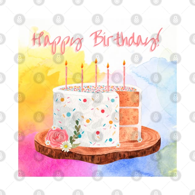 Watercolor Birthday Cake! by LylaLace Studio