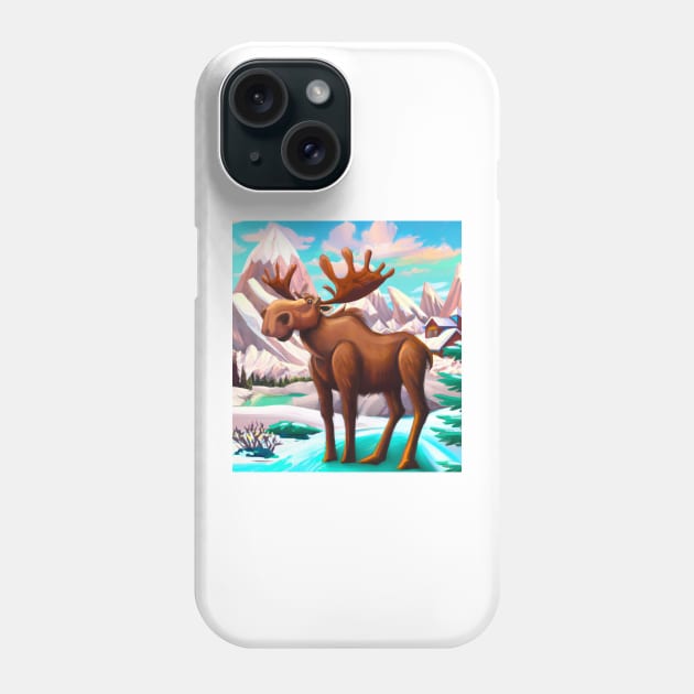 Cute Canadian Moose Hanging out in the Rocky Mountains Phone Case by YegMark