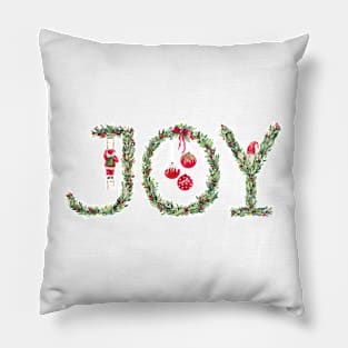 Joy Christmas watercolor illustration Pillow