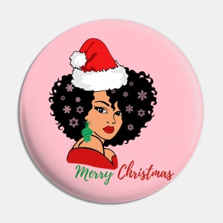 Black Woman Santa, Black Mrs Santa Claus, African American Santa, Merry Christmas Pin