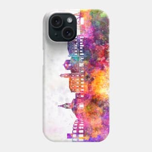 Arles skyline in watercolor background Phone Case