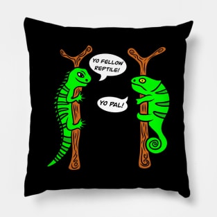 Funny Iguana and Chameleon Pillow