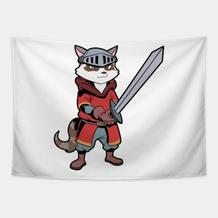 In armor with long sword - raccoon Tapestry