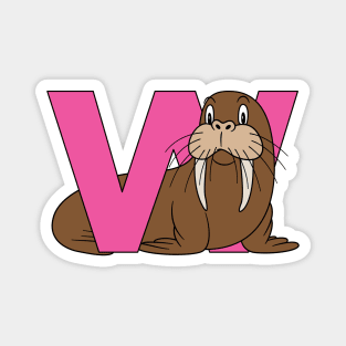 Letter W with Walrus Magnet