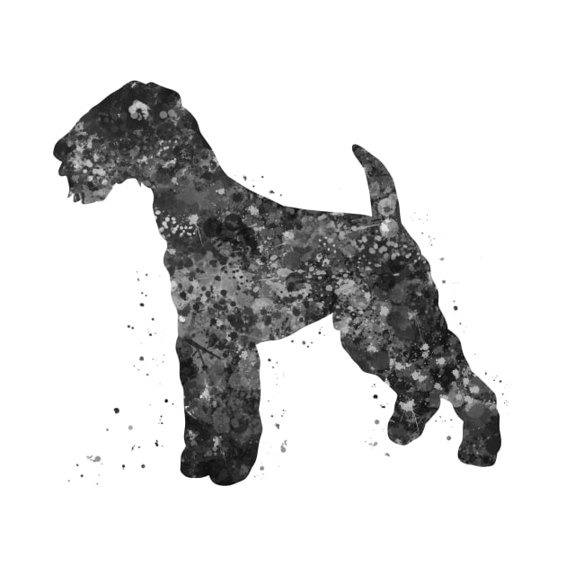 Airedale Terrier dog black and white by Yahya Art