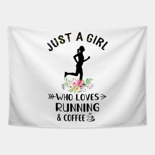 Just A Girl Who Love Running And Coffee T-Shirt Tapestry