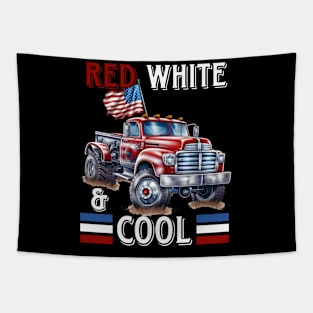 Kid Monster Truck Tee, Toddler Boys American Flag July 4th Tapestry