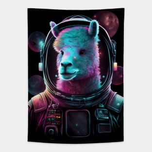 Llama Astronaut Alpaca in Outer Space Cosmic Galaxy Tapestry