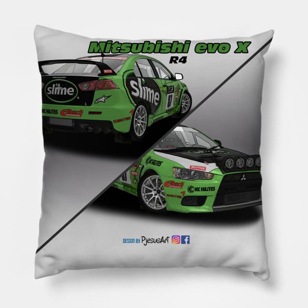 Mitsubishi evo X R4 Dirt 1 Pillow by PjesusArt