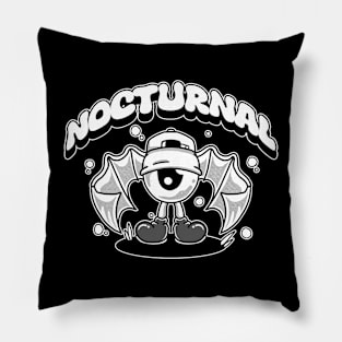 eye bat cartoon b&w Pillow