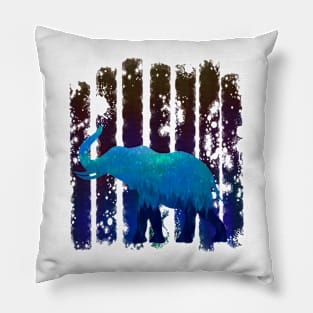 Elephant in the blue forest Pillow