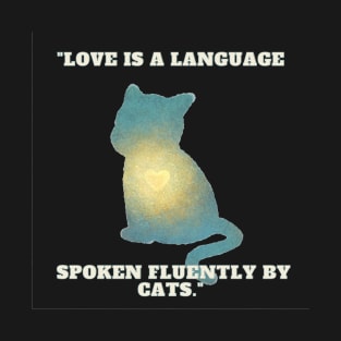 Cat - Love is a language spoken fluently by cats. T-Shirt