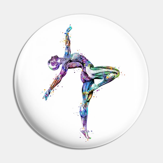 Girl Gymnastics Watercolor Anatomy Muscles Pin by LotusGifts