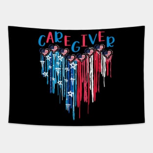 School Nurse American Flag Melting Heart 4th Of July Tapestry