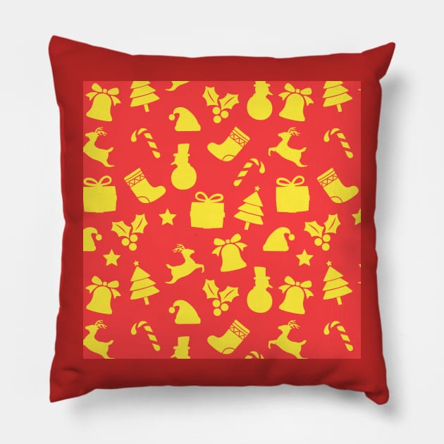 Random christmas pattern (xmas, santa, red and vintage) Pillow by Thepurplepig