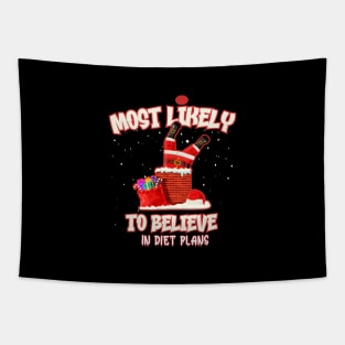 Funny Cristmas Most Likely To Believe in Diet Plans Tapestry