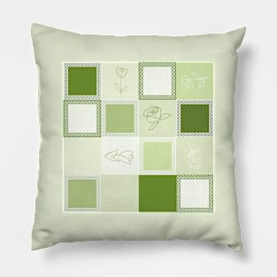 repeating pattern of squares framed with lace, roses ornaments Pillow