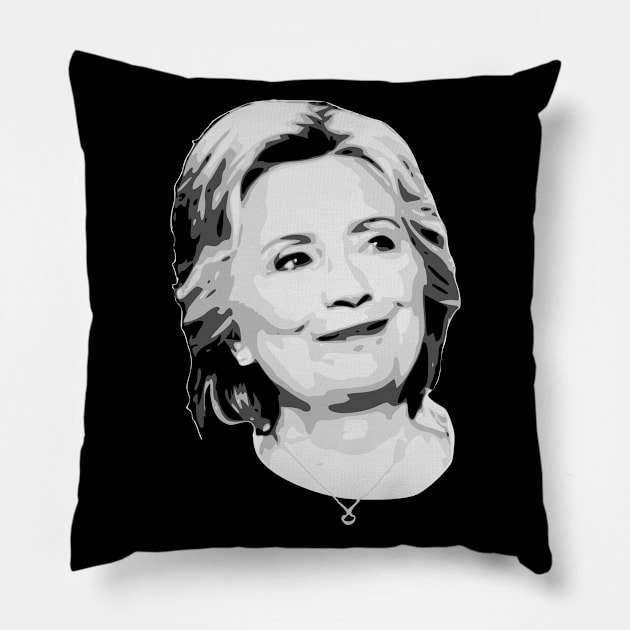 Hillary Clinton Black and White Pillow by Nerd_art