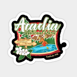 Acadia National Park Maine Hiking Camping Moose Canoe Magnet