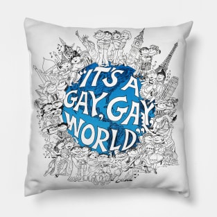 It's A Gay Gay World Vintage LGBT Retro LA Pillow