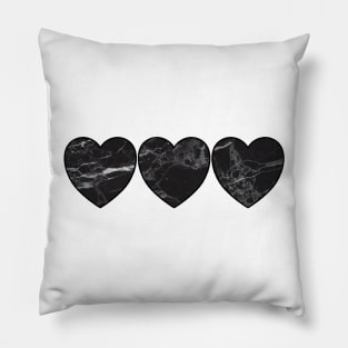 Black Marble Hearts Pillow