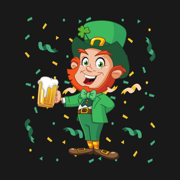 Leprechaun Drinking Beer St. Patrick's Day by Quotes NK Tees