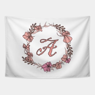 Letter A Rose Pink Initial Monogram - Letter a Tapestry