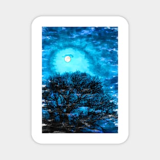 Tree Silhouette Under The Moonlight. For Moon Lovers. Magnet