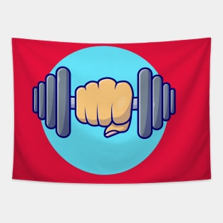 Hand Lifting Dumbbell Cartoon Vector Icon Illustration Tapestry