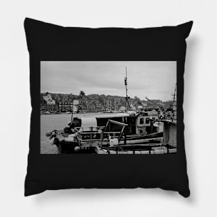 Boats of Whitby Harbour Pillow