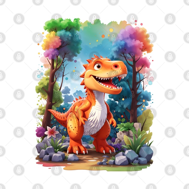 Colorful Cute Dinosaur Trex by Jurassic Merch