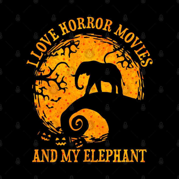 I Love Horror Movies And My Elephant Funny Animal Halloween Costume by luxembourgertreatable