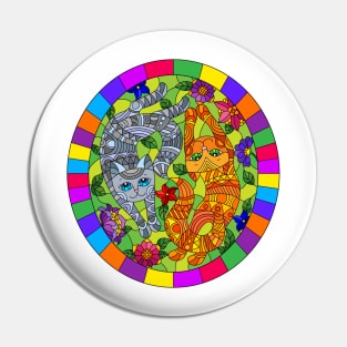 Cute Kitty Stained Glass Design Pattern Pin