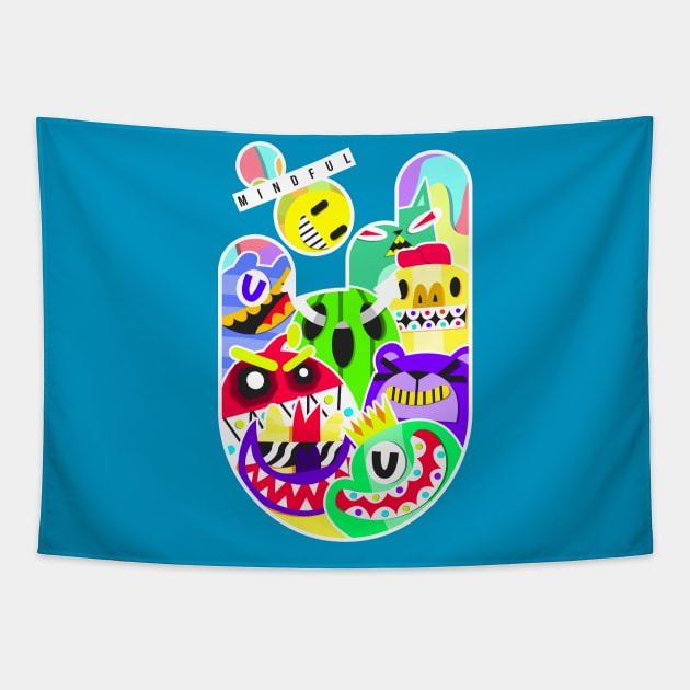 U Shape Doodle Mindful Drip Tapestry by chachazart