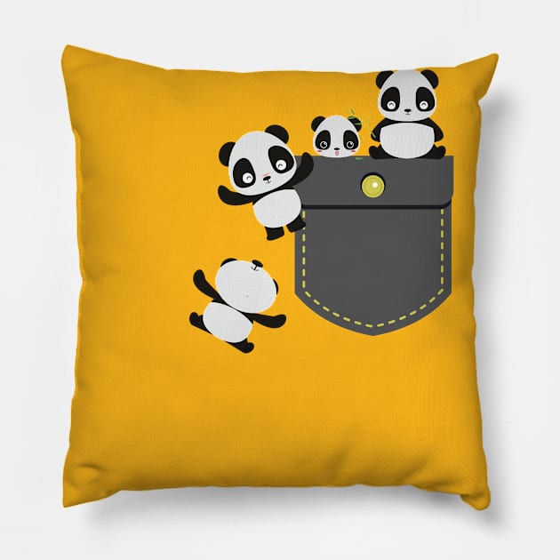 Pandas pocket Pillow by Serotonin