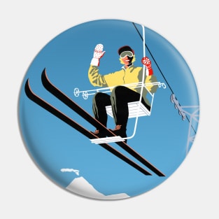 Vintage Travel Poster New Zealand Skiing Pin